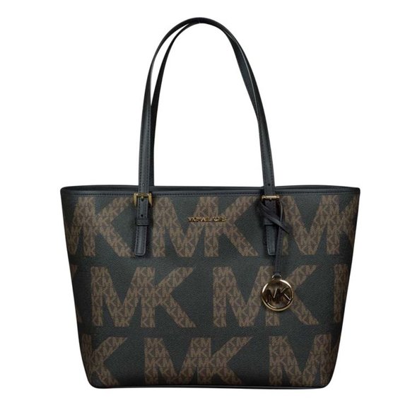 Michael Kors Medium Jet Set Travel Carryall Tote in Black Multi - Picture 1 of 2